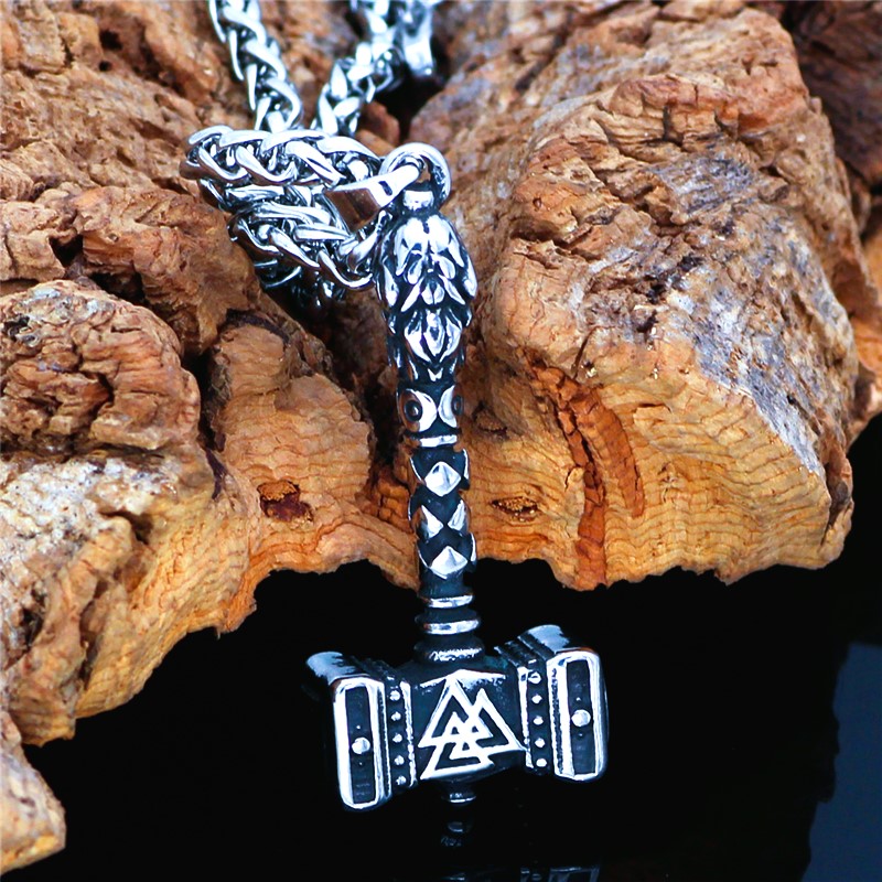 Collier viking marteau Valknut Collier viking marteau Valknut