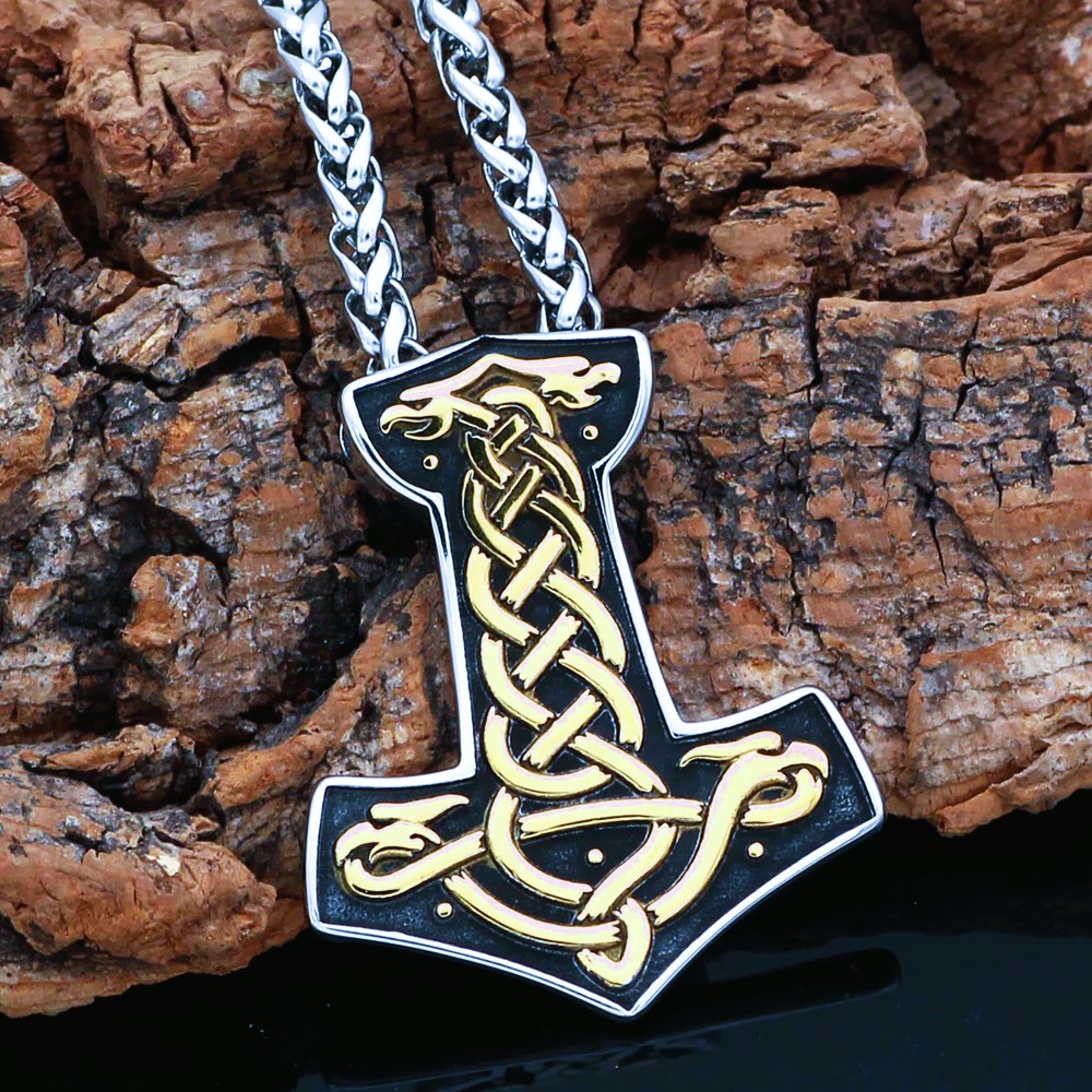 Collier viking Mjolnir d'or Collier viking Mjolnir d'or
