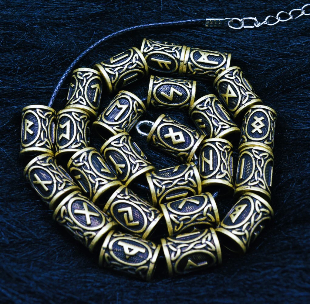 Perles de barbe viking 24 runes Perles de barbe viking 24 runes