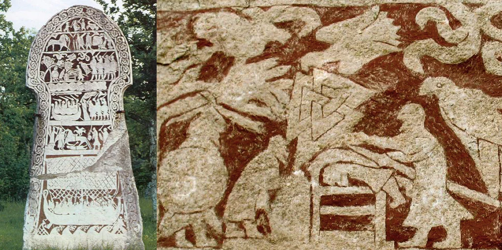 Pierre de Lärbro avec symbole Valknut